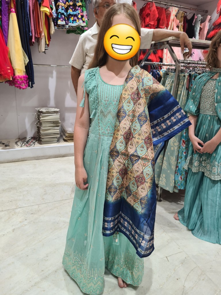 Day 2 outfit - mint with dark blue scarf