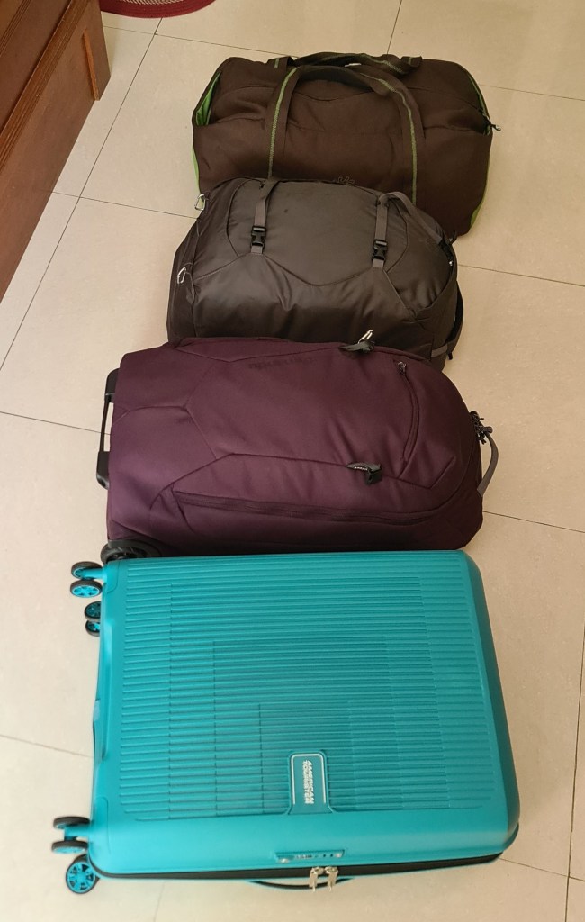 Four bags lined up