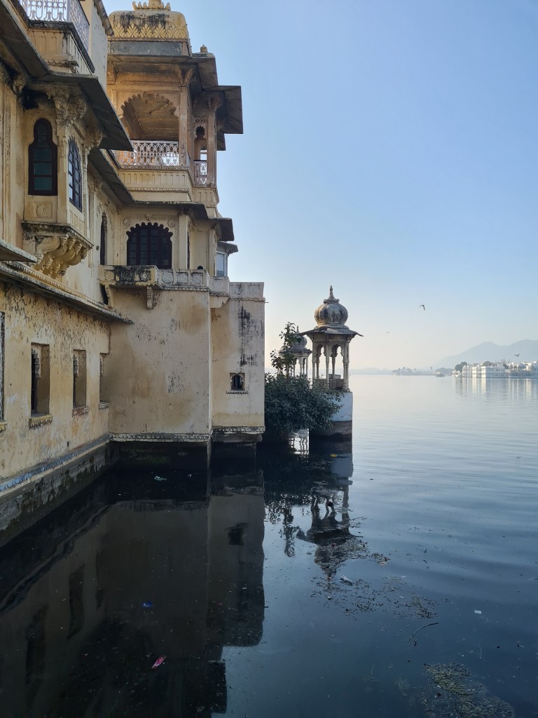 Calm morning lake view