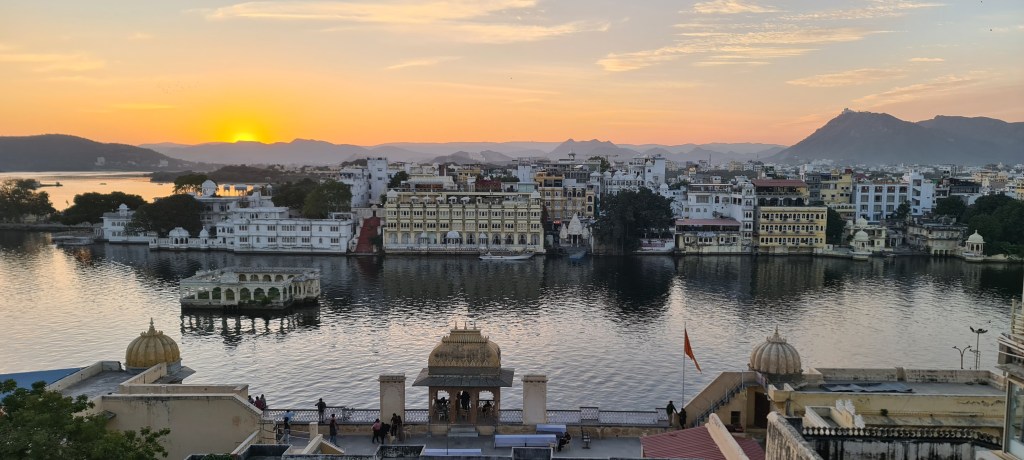 Sun setting over the lake