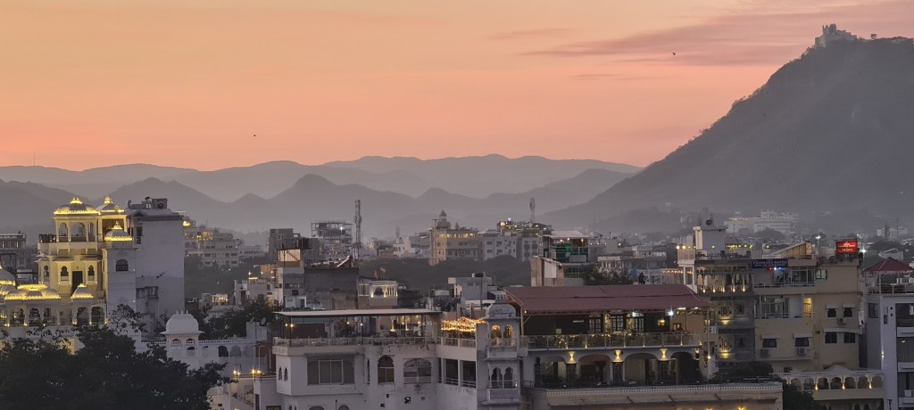 Sunset with coloured mountains